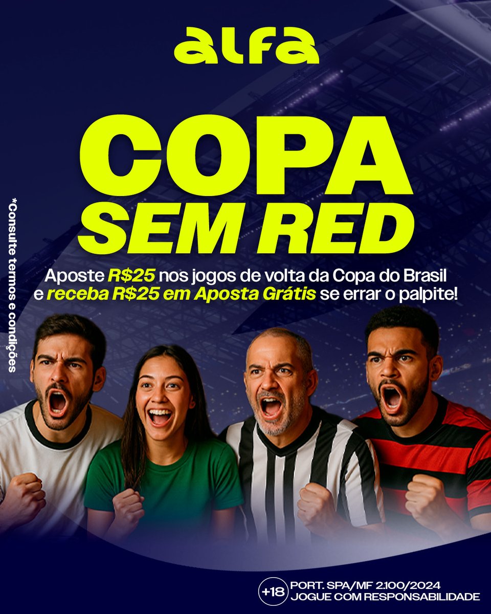 Prepare-se para viver a emoção das oitavas de final da Copa do Brasil com uma oferta imperdível da Alfa! 📷 

Apostou e perdeu? A gente cobre pra você!  

Jogue na Alfa!  

jogaralfa.bet/xdcc5aea3 

🔞|Jogue com responsabilidade! Proibido para menores de 18 anos. Autorizados pela