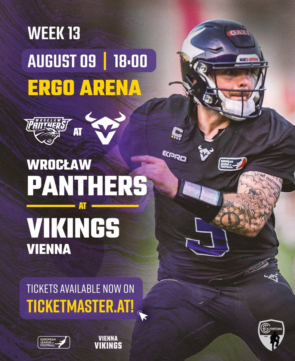 Vienna Vikings (@viennavikings) on Twitter photo ๐๐ค Gameweek mode in full swing!
๐ซ <a href="/TicketmasterAT/">Ticketmaster Austria</a>
๐๏ธ ERGO Arena, Wiener Neustadt
๐
09.08.2025
#PurpleReign #ViennaVikings #ELF2025
๐ธ <a href="/HJirgal/">hannes jirgal</a> ๐จโ๐จ fi.skalski ๐๐ค Gameweek mode in full swing!
๐ซ <a href="/TicketmasterAT/">Ticketmaster Austria</a>
๐๏ธ ERGO Arena, Wiener Neustadt
๐
09.08.2025
#PurpleReign #ViennaVikings #ELF2025
๐ธ <a href="/HJirgal/">hannes jirgal</a> ๐จโ๐จ fi.skalski