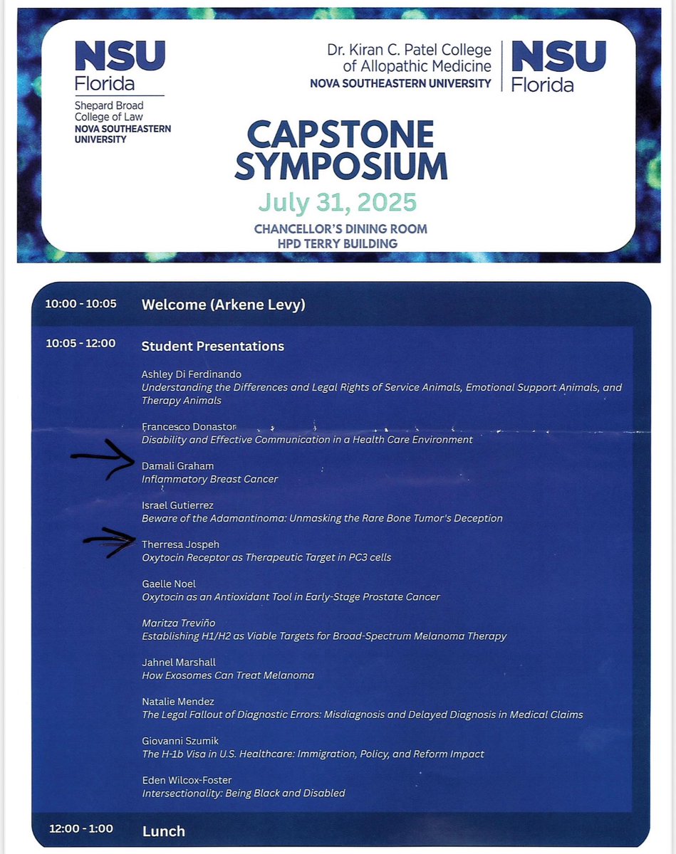 Tav_Williams's tweet image. BEHS students Therresa &amp;amp; first-time speaker Demali dazzled at the NSU Law-Med internship Capstone Symposium! Demali earned special praise for her poise, knowledge &amp;amp; stage presence—from law &amp;amp; medical scholars, no less. Proud moment! 🎓 #StudentSpotlight #ProudPrincipal