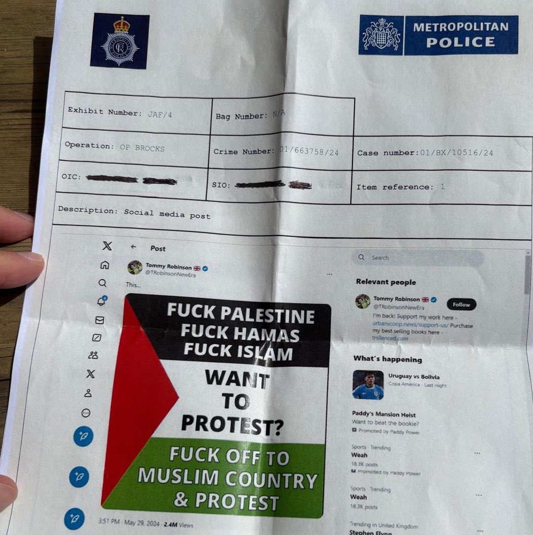 Fatima Khan (@fatima_khatun01) on Twitter photo Apparently this is one of the <a href="/TRobinsonNewEra/">Tommy Robinson 🇬🇧</a> posts that is being investigated by Met Police.
Can someone tell me what’s wrong with it?
Where is freedom of speech???
We all Stand with <a href="/TRobinsonNewEra/">Tommy Robinson 🇬🇧</a> Apparently this is one of the <a href="/TRobinsonNewEra/">Tommy Robinson 🇬🇧</a> posts that is being investigated by Met Police.
Can someone tell me what’s wrong with it?
Where is freedom of speech???
We all Stand with <a href="/TRobinsonNewEra/">Tommy Robinson 🇬🇧</a>