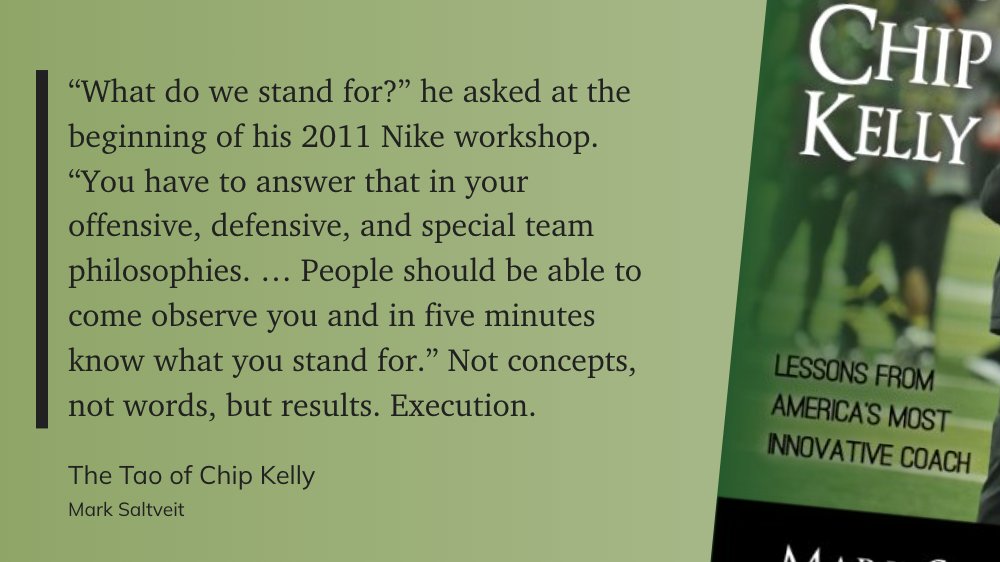 JStoneVB's tweet image. "“What do we stand for?” he asked at the beginning of his 2011 Nike workshop. “You have to answer that in your offensive, defensive, and special team philosophies. … People should be able to come observe you and in five minutes know what you stand for.” Not con..."