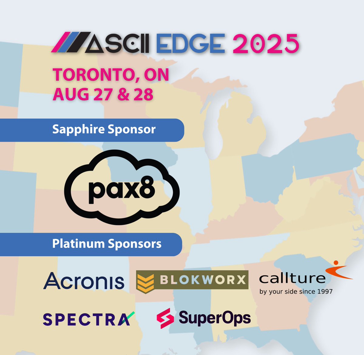 The ASCII Group (@asciigroup) on Twitter photo Thrilled to announce our Sapphire & Platinum Sponsors for #ASCIIEdge #Toronto on August 27 & 28:
Sapphire: <a href="/pax8/">☁️ Pax8</a>
Platinum: <a href="/Acronis/">Acronis</a>, <a href="/BLOKWORX/">BLOKWORX, LLC.</a>,
<a href="/CalltureVoIP/">Callture Inc.</a>, Spectra, <a href="/Superops_com/">SuperOps</a>
See you in Toronto! events.ascii.com/toronto/ #MSP #ITCommunity #40YearsStrong Thrilled to announce our Sapphire & Platinum Sponsors for #ASCIIEdge #Toronto on August 27 & 28:
Sapphire: <a href="/pax8/">☁️ Pax8</a>
Platinum: <a href="/Acronis/">Acronis</a>, <a href="/BLOKWORX/">BLOKWORX, LLC.</a>,
<a href="/CalltureVoIP/">Callture Inc.</a>, Spectra, <a href="/Superops_com/">SuperOps</a>
See you in Toronto! events.ascii.com/toronto/ #MSP #ITCommunity #40YearsStrong