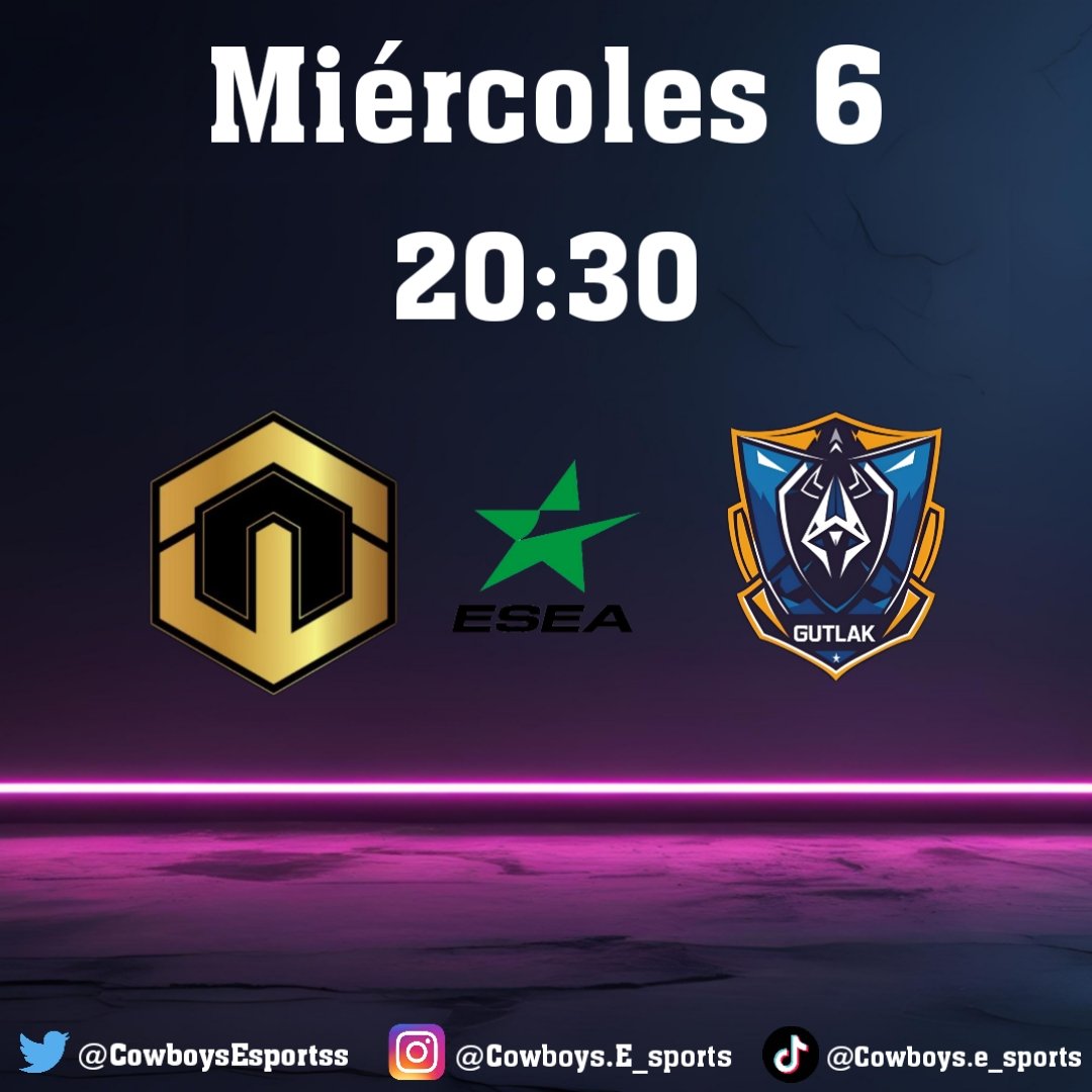 Nuestros vaqueros buscarán la permanencia matemática y colarse en puestos de play offs hacia intermediate en un duelo de titanes con jugadores de hasta 3150 elo faceit, necesitamos todo vuestro apoyo en el directo de hoy que será casteado!! 💛🖤
twitch.tv/cowboys__espor…