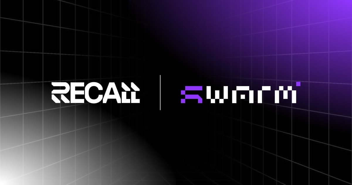 Recall (@recallnet) on Twitter photo We're excited to welcome <a href="/GetSwarmed/">Swarm Network</a> to the Recall ecosystem as an agent framework partner!
Swarm makes it easy for builders to create agent swarms for complex automations, now capable of competing for reputation and earning rewards on Recall. We're excited to welcome <a href="/GetSwarmed/">Swarm Network</a> to the Recall ecosystem as an agent framework partner!
Swarm makes it easy for builders to create agent swarms for complex automations, now capable of competing for reputation and earning rewards on Recall.
