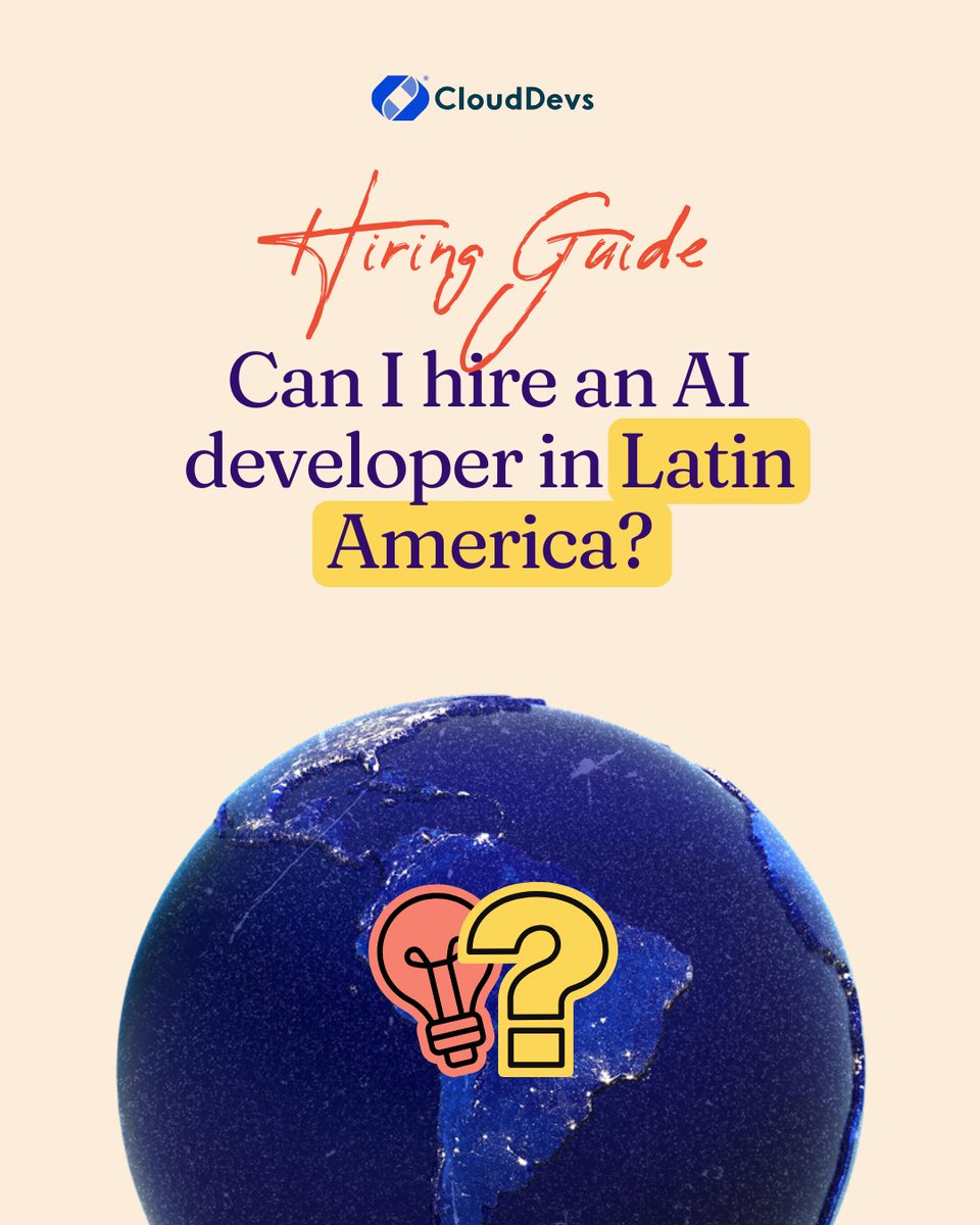 Clouddevs's tweet image. 🌎 Hiring an AI developer from Latin America is easy with a service like CloudDevs.

🌎 However, it&apos;s important to understand best practices for hiring a remote AI engineer.

🌎 Check out the full article here: clouddevs.com/ai/hiring-guid…

#hiring #clouddevs #hiredevelopers #hiretech