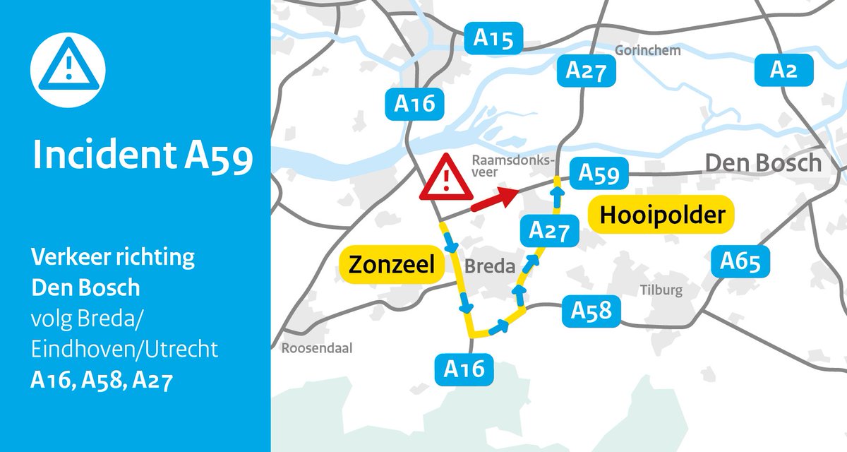 Ongeval met vrachtwagen op A59 bij Made