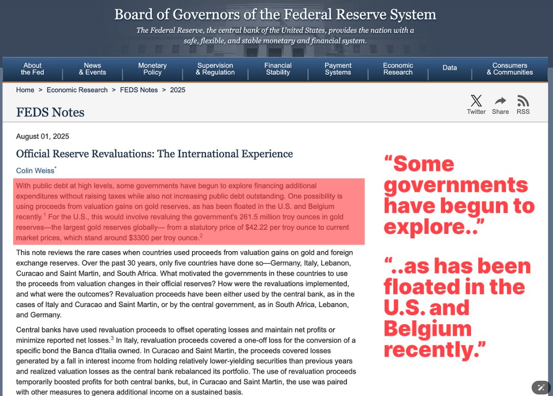 Nach US-Finanzminister Bessents Äußerungen über eine "Monetarisierung der US-Vermögenswerte" veröffentlicht die Fed am 1. August 2025 einen Artikel über die Neubewertung von Gold.
Stehen wir vor einem ähnlich einschneidenden Ereignis wie der Gold-Dollar-Entkoppelung 1971?