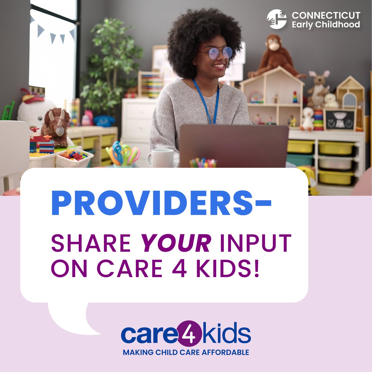 The Care 4 Kids program policies and practice are being updated and your feedback matters. Speak up and help improve how the program supports your work and the families who rely on it. Feel free to share our link with the families you serve as well: surveyentrance.com/care4kids