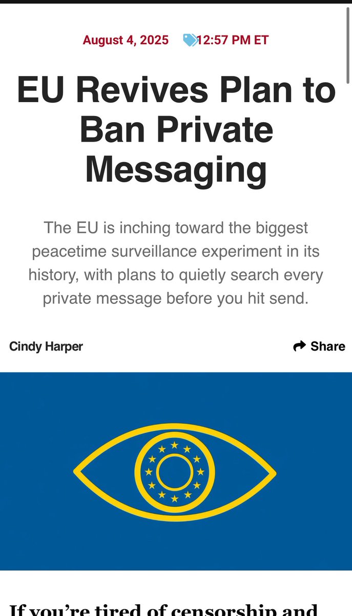 EU Revives Plan to Ban Private Messaging