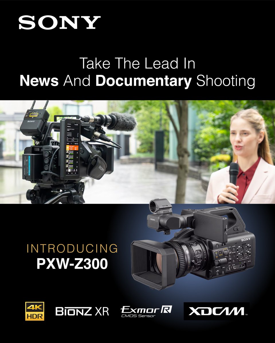 Introducing the PXW-Z300, Sony’s flagship handheld XDCAM® camcorder built for modern production needs.
Now with digital signature tech, advanced networking, and AI subject recognition.
Learn more via the link in bio