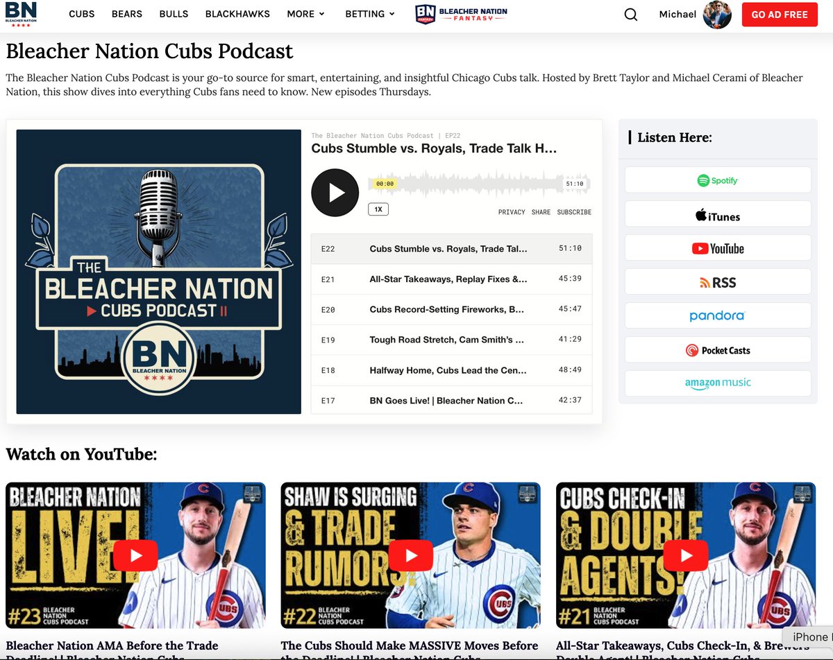 Michael Cerami (@michael_cerami) on Twitter photo We have a new BN Cubs Podcast homepage on <a href="/BleacherNation/">Bleacher Nation</a>
Check it out: bleachernation.com/podcast/cubs/ We have a new BN Cubs Podcast homepage on <a href="/BleacherNation/">Bleacher Nation</a>
Check it out: bleachernation.com/podcast/cubs/