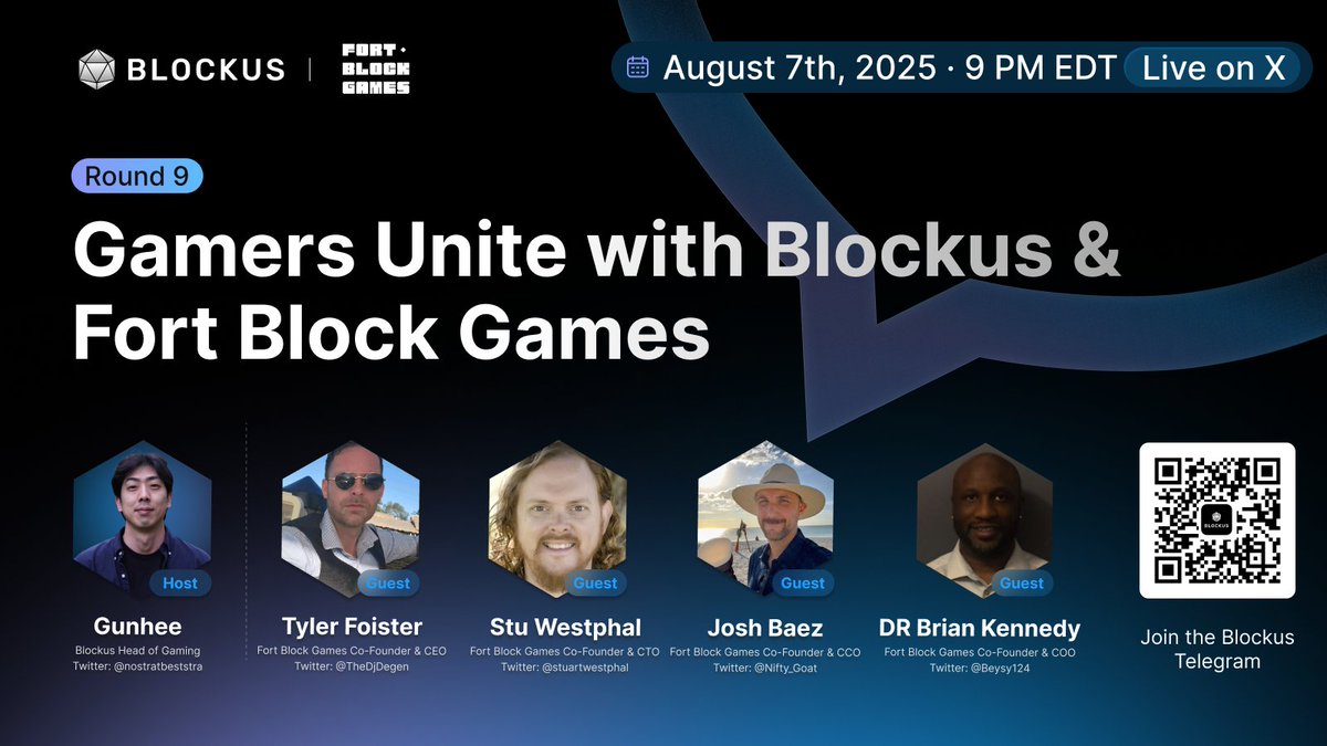FortBlockGames (@fortblockgames) on Twitter photo Blockus & Fort Block Games <a href="/BlockusGG/">Blockus | powering next-gen Web3 games</a>! 🚨
🎙️ Join us live on Spaces TOMORROW to discuss everything being built at FortBlockGames and Blockus!
💡 Title: Gamers Unite with Blockus & Fort Block Games
🗓️ Time: August 7th, 2025, 9 PM EDT
Host:
Gunny:Blockus Head of Gaming Blockus & Fort Block Games <a href="/BlockusGG/">Blockus | powering next-gen Web3 games</a>! 🚨
🎙️ Join us live on Spaces TOMORROW to discuss everything being built at FortBlockGames and Blockus!
💡 Title: Gamers Unite with Blockus & Fort Block Games
🗓️ Time: August 7th, 2025, 9 PM EDT
Host:
Gunny:Blockus Head of Gaming