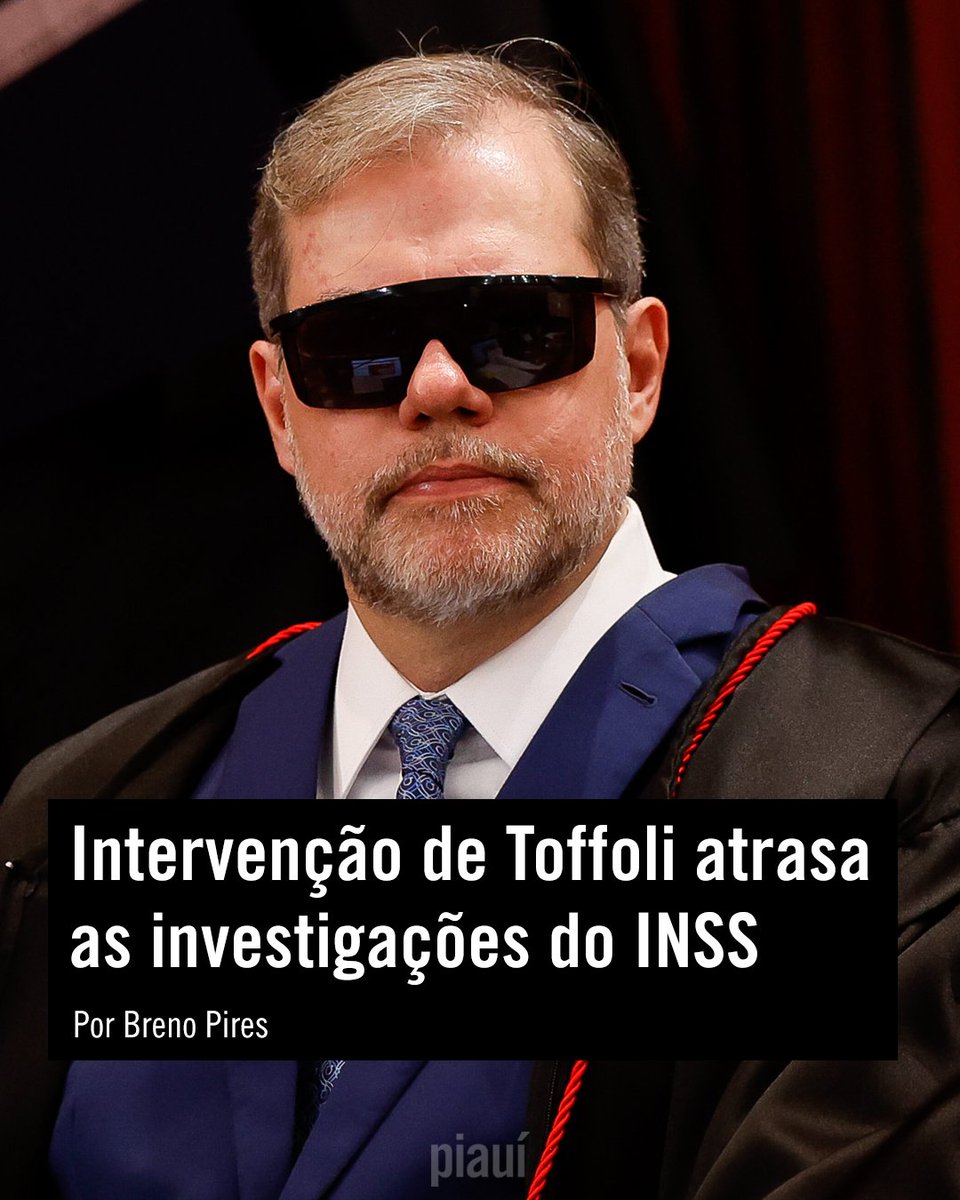 revista piauí (@revistapiaui) on Twitter photo Três meses depois, a Operação Sem Desconto, que investiga o esquema de desvios bilionários de aposentados e pensionistas do INSS, caminha em marcha lenta devido a intervenções por parte do ministro Dias Toffoli, do STF.
Por <a href="/brenopires/">Breno Pires</a>
Leia: piaui.co/4fqmmGm Três meses depois, a Operação Sem Desconto, que investiga o esquema de desvios bilionários de aposentados e pensionistas do INSS, caminha em marcha lenta devido a intervenções por parte do ministro Dias Toffoli, do STF.
Por <a href="/brenopires/">Breno Pires</a>
Leia: piaui.co/4fqmmGm