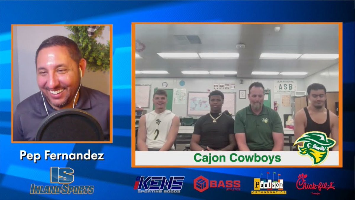The Inland_Sports Show (@inland_sports) on Twitter photo 🏈 Cajon has a loaded defense and young talent on offense, including a freshman QB!
🤠 The Cowboys will have a road trip to play Permian in Odessa, Texas!
📺 Watch Cajon tonight on the show, beginning at 7:05pm!
🔗 m.youtube.com/watch?v=o3KaKx…
<a href="/TaylorJohnson_J/">Taylor “TAYBO” Johnson</a>
<a href="/bamm__3/">Cole Imbriani</a>
<a href="/HectorSaav76/">Hector Saavedra</a> 🏈 Cajon has a loaded defense and young talent on offense, including a freshman QB!
🤠 The Cowboys will have a road trip to play Permian in Odessa, Texas!
📺 Watch Cajon tonight on the show, beginning at 7:05pm!
🔗 m.youtube.com/watch?v=o3KaKx…
<a href="/TaylorJohnson_J/">Taylor “TAYBO” Johnson</a>
<a href="/bamm__3/">Cole Imbriani</a>
<a href="/HectorSaav76/">Hector Saavedra</a>