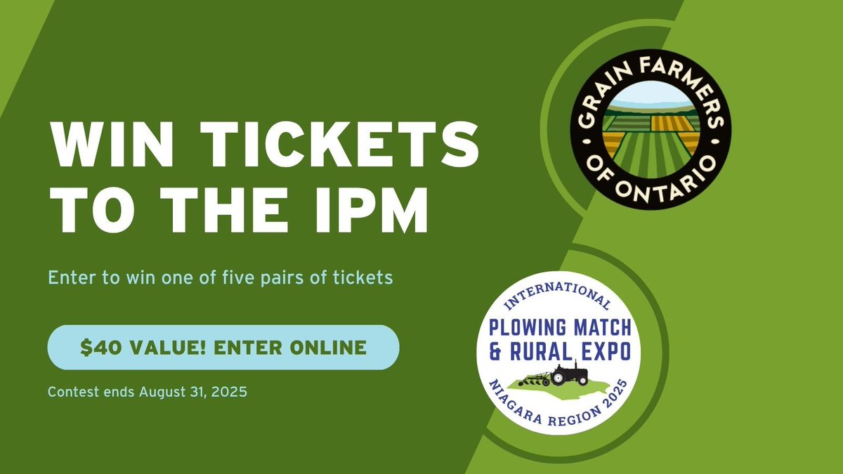 Check out this new contest of the month for our farmer-members. Click the link below to enter the draw to win one of five pairs of tickets to the 2025 International Plowing Match! buff.ly/HePmJTQ