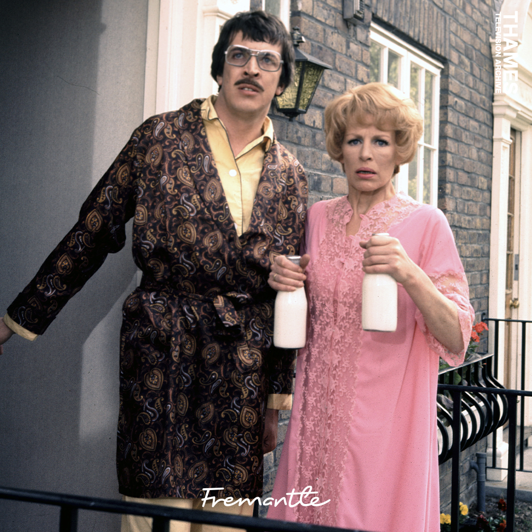 Sad news that George and Mildred actor Norman Eshley has passed away aged 80. Eshley appeared in the long running sitcom, pictured here alongside Yootha Joyce in 1976. #normaneshley