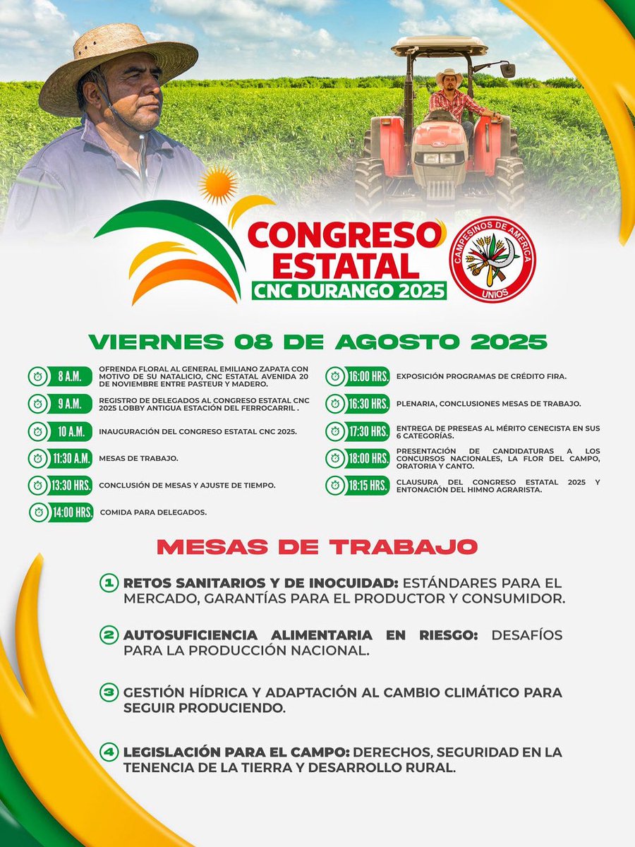 Eduardo Serrano (@laloserranoz) on Twitter photo #LaserInformativo
#Durango|| Aquí la agenda del Congreso Estatal de la <a href="/CNC_Durango/">Durango CNC</a> 2025, a celebrarse este viernes 8 de agosto.
<a href="/tonomorales_7/">Toño Morales</a> #LaserInformativo
#Durango|| Aquí la agenda del Congreso Estatal de la <a href="/CNC_Durango/">Durango CNC</a> 2025, a celebrarse este viernes 8 de agosto.
<a href="/tonomorales_7/">Toño Morales</a>