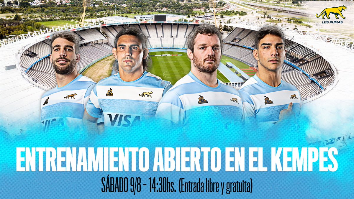 ¡Entrenamiento abierto de Los Pumas en Córdoba! 🇦🇷

📆 Sábado 9 de agosto
⏰ 14:30 horas
🏟️ Estadio Mario Alberto Kempes
🎟️ Entrada libre y gratuita
👉 Ingreso: Platea Gasparini (Portón 4)

¡Los esperamos! 🏉