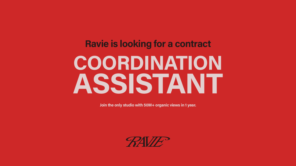 🚨NEW ROLE ALERT🚨 Ravie is looking for a coordination assistant to help maintain healthy accountability across client and internal timelines. 

Link to learn more in the comments!