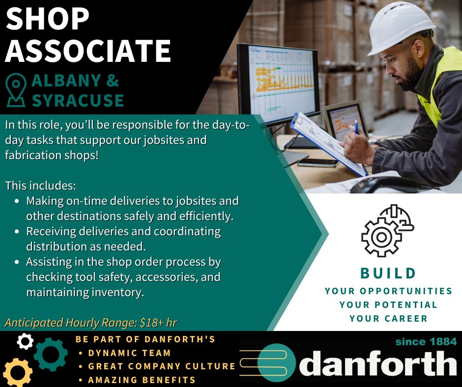 Danforth (@jwdanforth) on Twitter photo 📣Join Our Team‼️
It's time for another #WorkWithUsWednesday!
We are look for Shop Associates in our Albany and Syracuse, NY locations.🚚
To learn more about this opportunity & working for a 100% employee owned company contact Nicole Danser at ndanser@jwdanforth.com
#HiringAlert 📣Join Our Team‼️
It's time for another #WorkWithUsWednesday!
We are look for Shop Associates in our Albany and Syracuse, NY locations.🚚
To learn more about this opportunity & working for a 100% employee owned company contact Nicole Danser at ndanser@jwdanforth.com
#HiringAlert