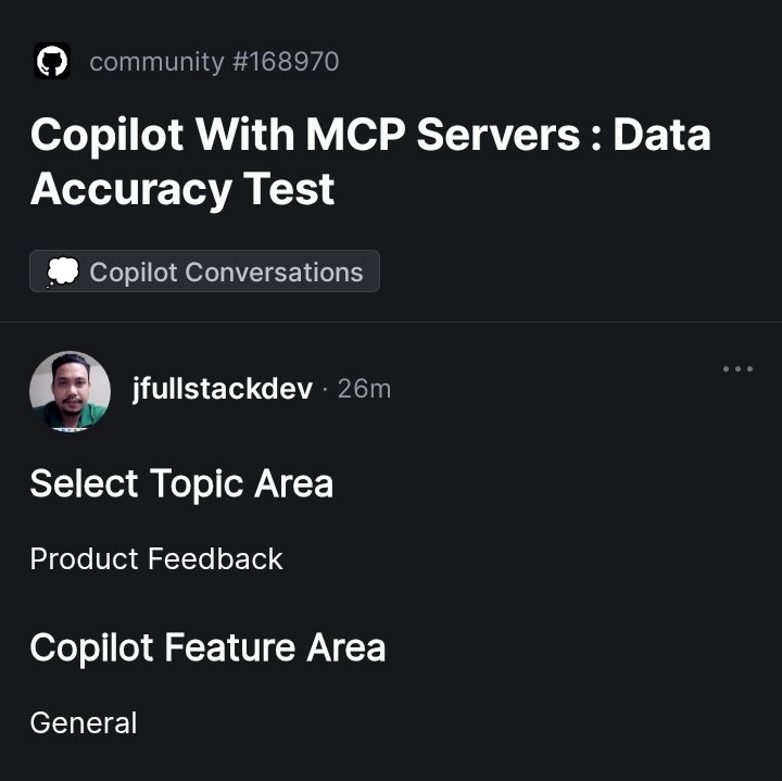 jfullstackdev's tweet image. feedback on Copilot and MCP Servers integration

github.com/orgs/community…
