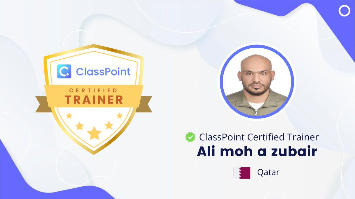 تهانينا!!!🎉🎉🎉
يسعدنا أن نرحب بالاستاذ علي الزبير🎖️رسميًا مدرب معتمد من كلاسبوينت ممثل ل قطر 🇶🇦 مسيرة موفقة إن شاء الله و مزيداً من التألق و الابداع👌🤩