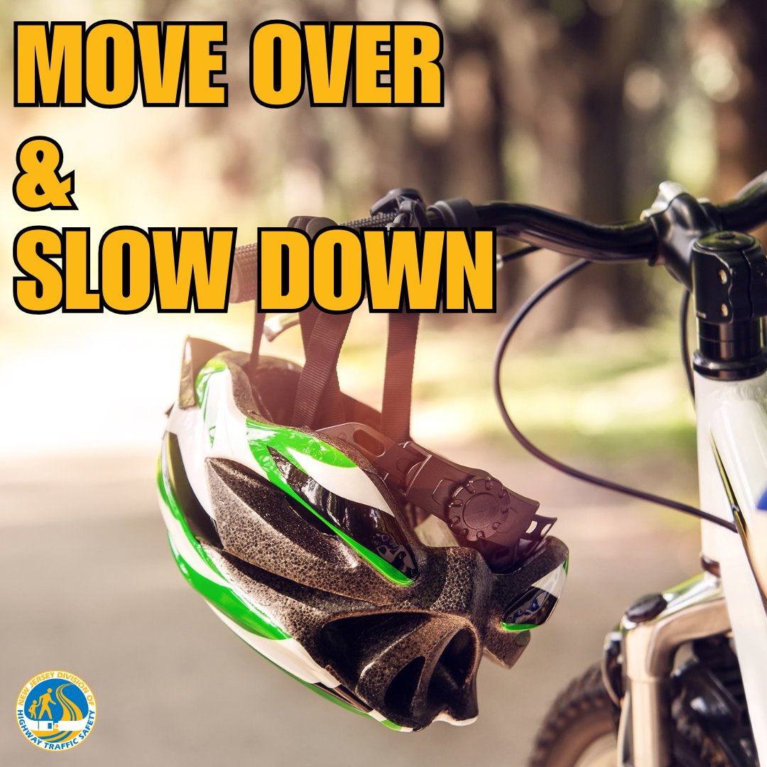 Our reminder to drivers to give 4 feet of space or slow down to 25 mph when passing people biking.  August is a great time for bike riding but historically has been one of the highest months for bicycle crashes in NJ. 

#SharetheRoad #NJSafeRoads