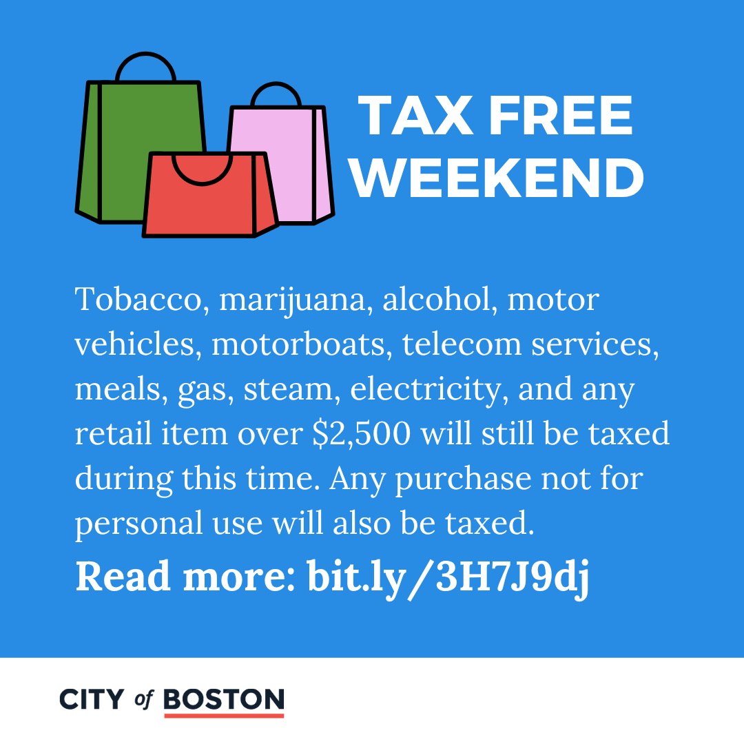 ConsumerBoston's tweet image. Which retail items still have sales tax during this weekend? Here's a list of all of them! #TaxHoliday #SalesTax #ConsumerAffairs #Shopping