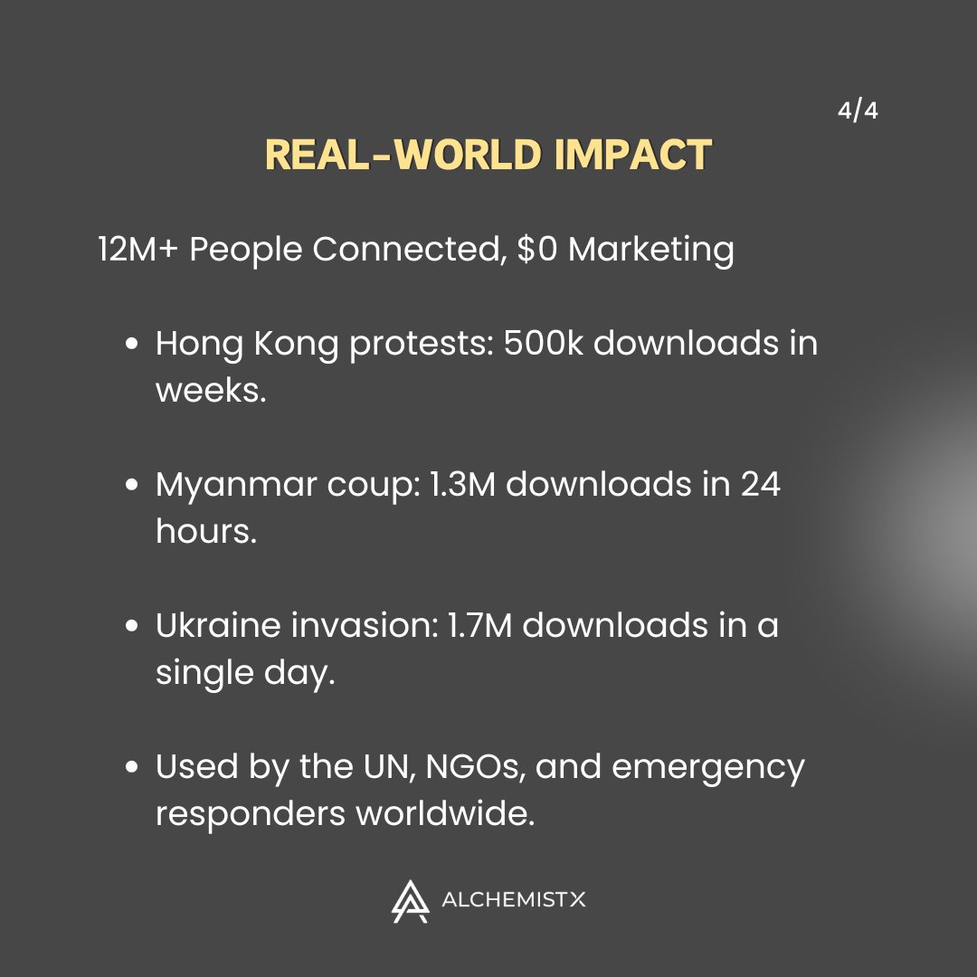 When the internet fails, <a href="/bridgefy/">Bridgefy – Mobile Apps Without Internet</a> keeps people connected.

🌍 12M+ downloads
 🚨 A lifeline during disasters &amp; protests
 🤝 Partnered with the UN

The app changing crisis communication forever. Learn more about them: 🔗 bit.ly/4l70GAk