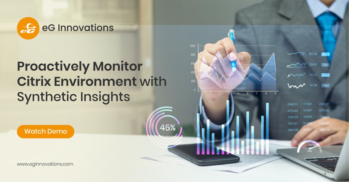 eGInnovations's tweet image. Proactively resolve Citrix performance issues with eG Enterprise! See how synthetic monitoring detects problems before users are impacted. Watch the demo now and take control of your Citrix environment: hubs.li/Q03BvB750
#CitrixMonitoring #eGEnterprise #eGInnovations
