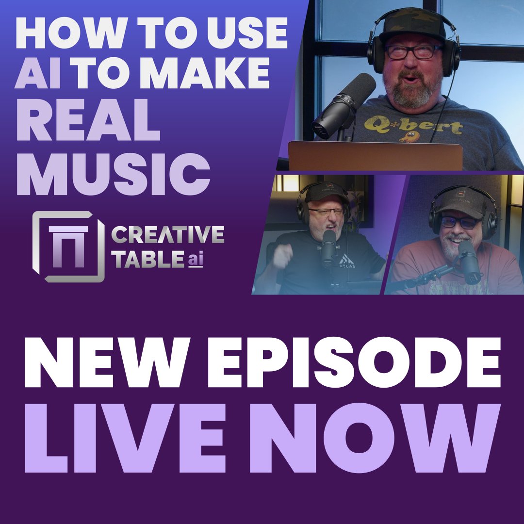 form_films's tweet photo. How to use AI to Make REAL Music | Creative Table AI is live now! Watch on YouTube or Spotify, link in bio.
#podcast #creativetable #ai #music #musician #songwriting #songs #production #suno #freelancetips #creativebusiness #freelance #business https://t.co/55SinVRRxp