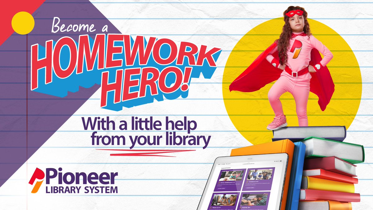 Think of this as your friendly reminder that school is back in session! 🏫🎒

The Pioneer Library System's resources are always available to you, not just inside one of our many locations. With your PLS library card, we can help make sense of schoolwork! 📝