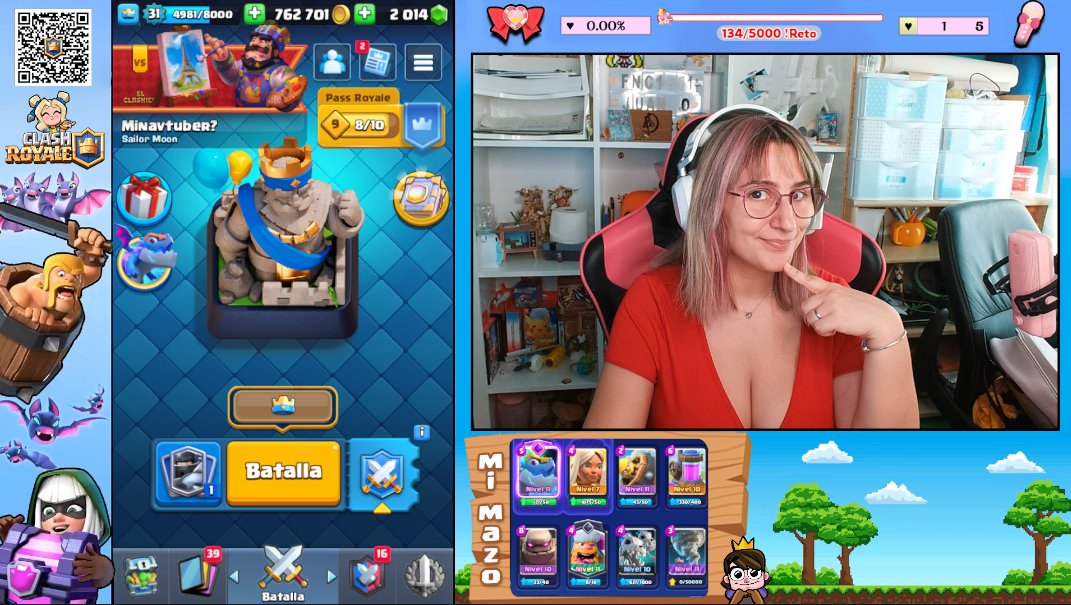 Acabo de probar a grabar un partida de Clash Royale con mi humana, quien sabe, quizá en algún stream me anime a sacarla por ahí jeje Al menos ya tengo la escena preparada si lo hago jeje