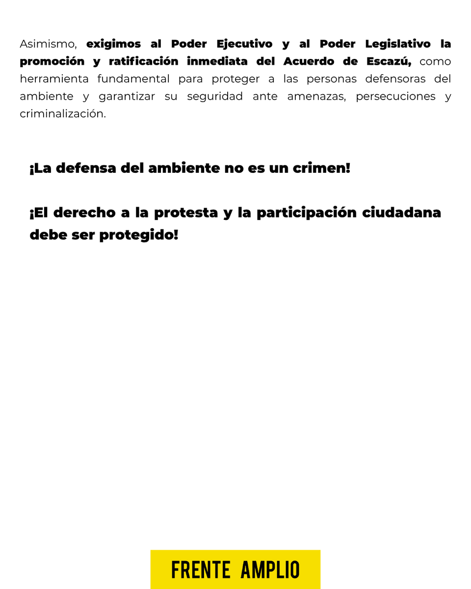El Frente Amplio condena intento de criminalización y el intento de silenciar el derecho a la protesta de activistas ambientals.