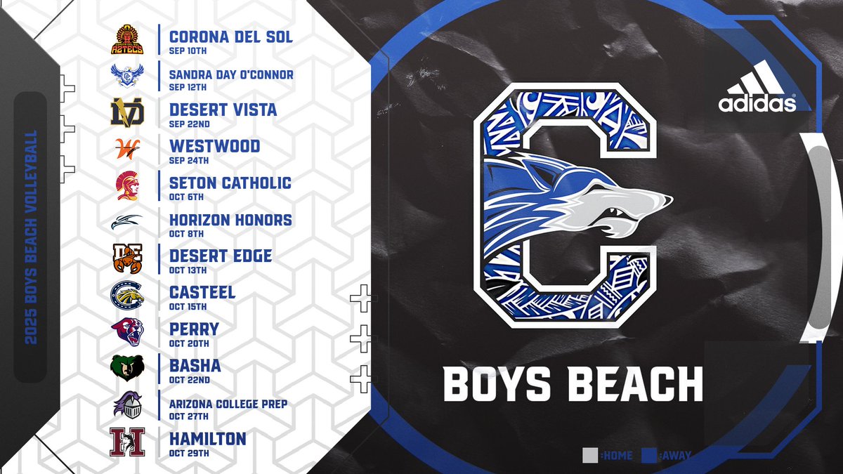 Chandler Boys Volleyball (@chandlerboysvb) on Twitter photo Chandler High Boys Beach Volleyball 2025 Schedule is HERE!
Mark your calendars and come out to support the Wolves as they take on tough competition in the AIA's first official season! Chandler High Boys Beach Volleyball 2025 Schedule is HERE!
Mark your calendars and come out to support the Wolves as they take on tough competition in the AIA's first official season!