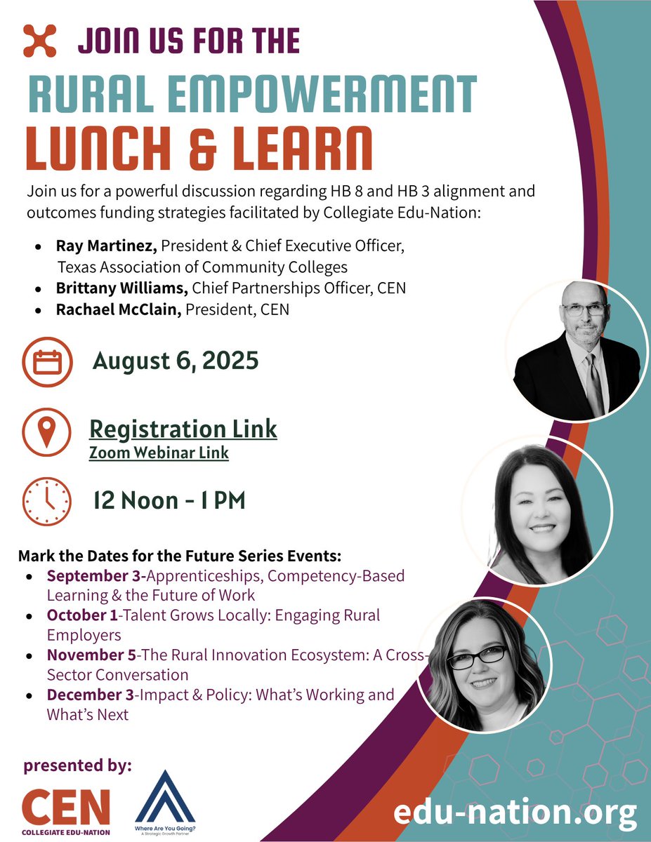 Our NEW Lunch &amp; Learn webinar series kicks off TODAY! Join Ray Martinez discussing House Bills 3 and 8 and their impact on community colleges and workforce alignment. 

Register to join us at noon here! loom.ly/6fRkyjk