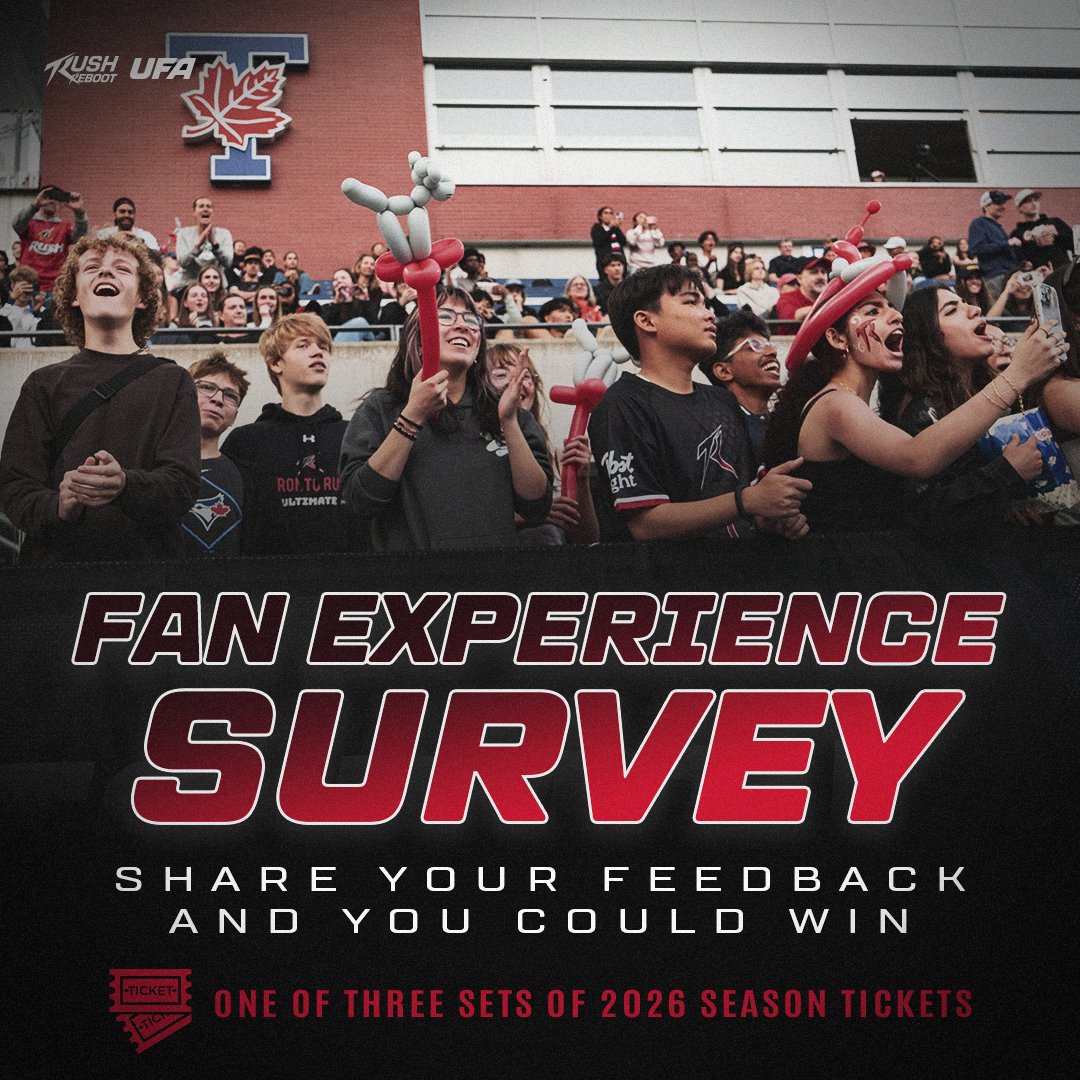 How was your Rush game day experience? Tell us!
Take our Fan Experience Survey and you’ll be entered for a chance to win one of three sets of 2026 Season Tickets 🎟️🎟️🎟️

Don’t miss out → survey.alchemer.com/s3/8403145/TR-…

#FeelTheRush #RushReboot25