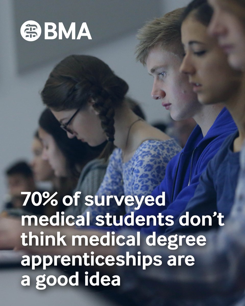 BMA Students (@bmastudents) on Twitter photo We surveyed students at the three pilot sites for medical doctor degree apprenticeships – more than 70% don't think they're a good idea.
We welcome <a href="/NHSEngland/">NHS England</a>'s decision to discontinue these programmes. They must never be reintroduced.
Read more: bma.org.uk/news-and-opini… We surveyed students at the three pilot sites for medical doctor degree apprenticeships – more than 70% don't think they're a good idea.
We welcome <a href="/NHSEngland/">NHS England</a>'s decision to discontinue these programmes. They must never be reintroduced.
Read more: bma.org.uk/news-and-opini…