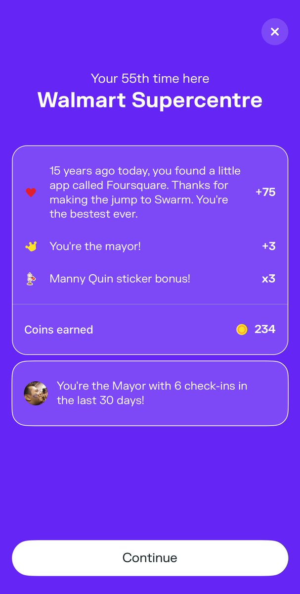 Well well… today’s my 4square anniversary, checking in for 15 years!