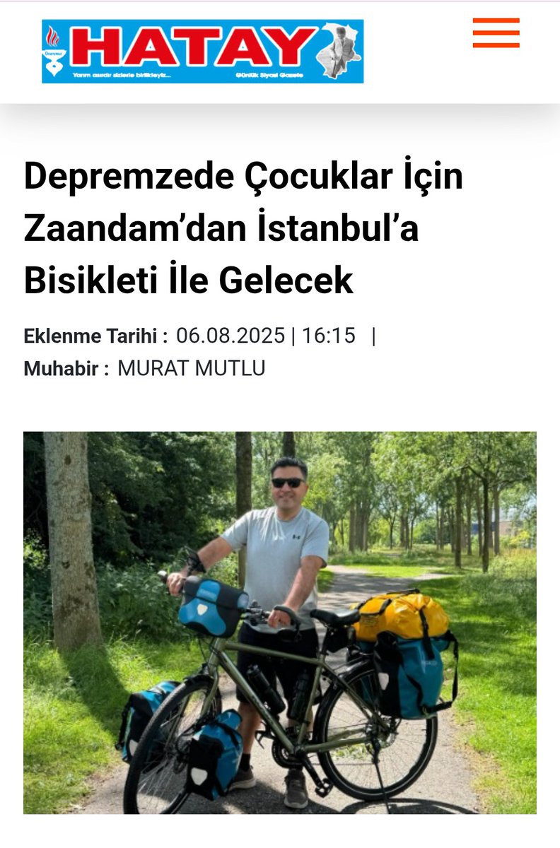 DEPREMZEDE ÇOCUKLAR İÇİN ZAANDAM’DAN İSTANBUL'A BİSİKLETİ İLE GELECEK 

Haberin detayları
hataygazetesi.com/gundem/depremz… 

#hollanda #Netherlands #VeyselBaldemir #Türkiye #bisiklet #spor