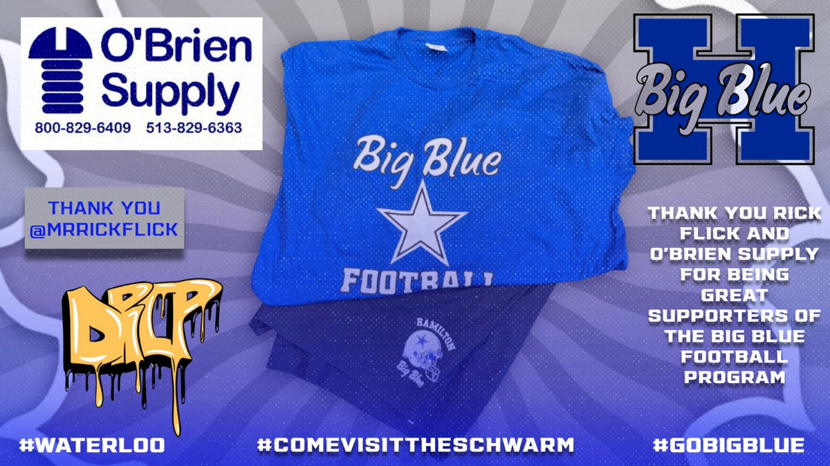Hamilton Football (@bigbluefb) on Twitter photo Thank you to <a href="/MrRickFlick/">Rick Flick</a> for the awesome gear for our staff! We are very appreciative of you and O'Brien Supply for taking care of us!
#GoBigBlue
#Waterloo
#Comevisittheschwarm Thank you to <a href="/MrRickFlick/">Rick Flick</a> for the awesome gear for our staff! We are very appreciative of you and O'Brien Supply for taking care of us!
#GoBigBlue
#Waterloo
#Comevisittheschwarm