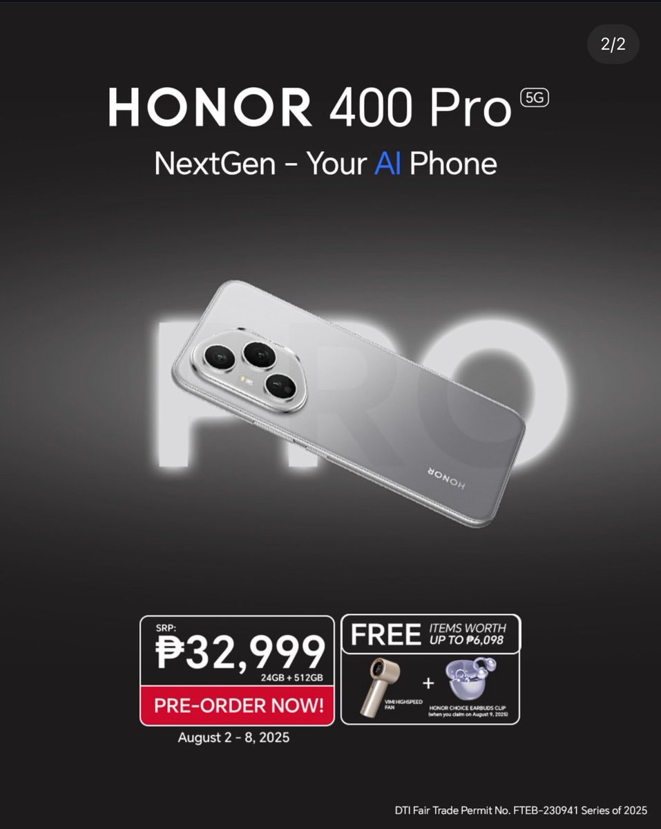 geewon (@imyoursjiwon) on Twitter photo HONOR 400 5G PRO IS HERE! 💚✨
#HONOR400Pro5G
#YourAIPhone
#200MPUltraClearCamera
<a href="/HONORPHL/">HONOR Philippines</a> HONOR 400 5G PRO IS HERE! 💚✨
#HONOR400Pro5G
#YourAIPhone
#200MPUltraClearCamera
<a href="/HONORPHL/">HONOR Philippines</a>