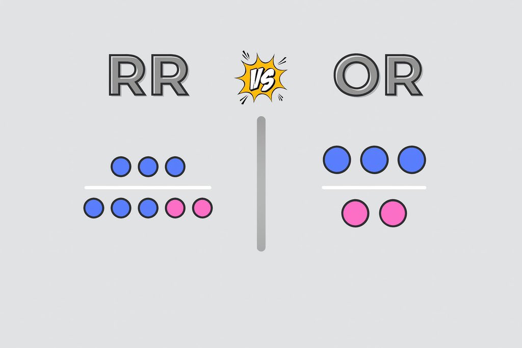 📊 أثناء قراءة الدراسات الصحية قد تخلط بين Risk Ratio (RR) و Odds Ratio (OR)
 
ماهو الفرق بين: Risk ratio (RR) و Odds Ratio (OR) ؟👇🏻
#نواة 
اعداد المحتوى 
<a href="/_malakaldosari/">Malak | ملاك الدوسري</a>