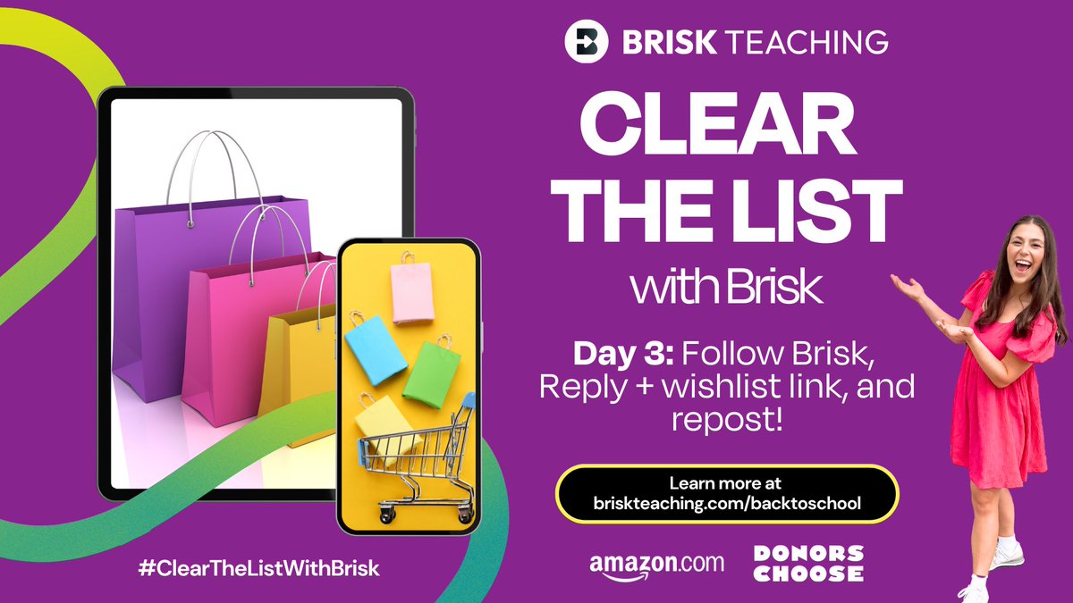 Brisk Teaching (@briskteaching) on Twitter photo #ClearTheListWithBrisk DAY 3 has arrived! 🛒 🛍️
Did you know the Brisk extension works with Microsoft Edge AND Google Chrome?! Install for free by heading to our website, briskteaching.com 🎉
Today's challenge is:
1️⃣ Follow us <a href="/briskteaching/">Brisk Teaching</a>
2️⃣ Reply #ClearTheListWithBrisk DAY 3 has arrived! 🛒 🛍️
Did you know the Brisk extension works with Microsoft Edge AND Google Chrome?! Install for free by heading to our website, briskteaching.com 🎉
Today's challenge is:
1️⃣ Follow us <a href="/briskteaching/">Brisk Teaching</a>
2️⃣ Reply