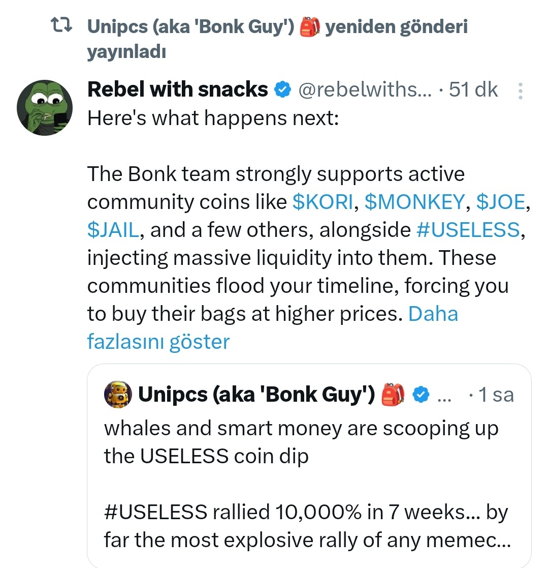 Kripto Money (@moneykripto) on Twitter photo #Solana ağından bir miktar $jail aldım. #Bonk ekosistemini tekrar hareketlendirmek için 4-5 projeyi pumplayabilirler.
<a href="/theunipcs/">Unipcs (aka 'Bonk Guy') 🎒</a> RT'lemiş zaten.
#ytd #reklam değildir. #Solana ağından bir miktar $jail aldım. #Bonk ekosistemini tekrar hareketlendirmek için 4-5 projeyi pumplayabilirler.
<a href="/theunipcs/">Unipcs (aka 'Bonk Guy') 🎒</a> RT'lemiş zaten.
#ytd #reklam değildir.