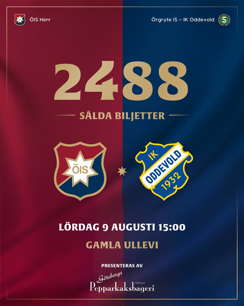 🔎 | Ca 150 fler sålda biljetter än motsvarande tid inför förra hemmamatchen.

Säkra plats nu och bli en del av den rödblå gemenskapen på lördag ❤️💙

Fri entré t.o.m. 18 år med koden sommarlov under alternativet Sommarlov med ÖIS ☀️

🎟️ oisfotboll.ebiljett.nu