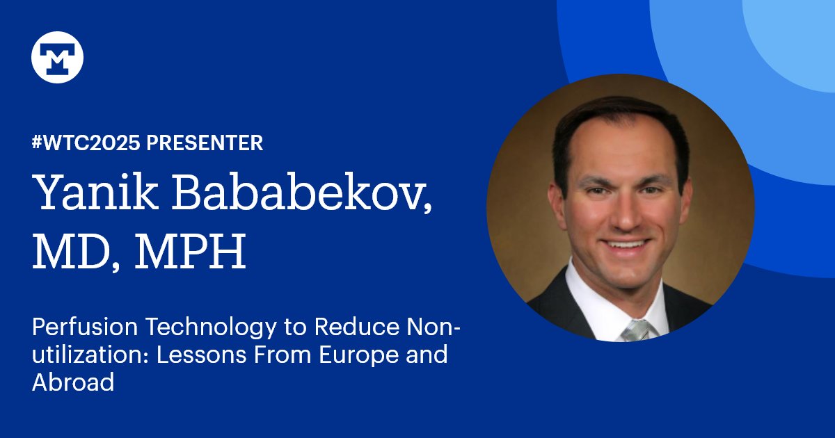 #TuftsMedicine’s Dr. Yanik Bababekov moderates an invited symposium at #WTC2025:
Perfusion Technology to Reduce Non-utilization: Lessons From Europe and Abroad
⏰ | 8:15 AM PT
📍 Room 21

#Transplant