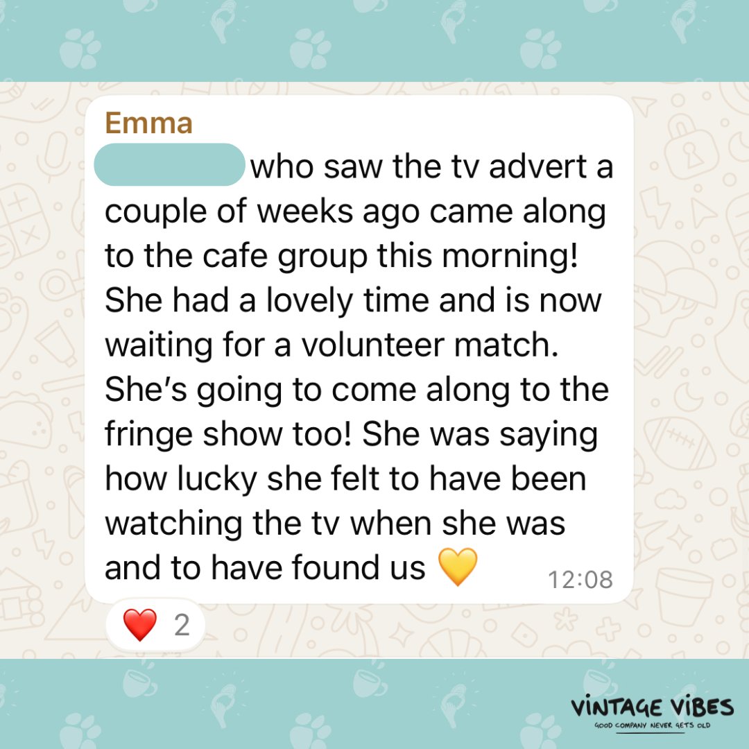 Recently a lovely reporter called Rachel came and found out about our community for That's TV (Channel 8 Freeview). It was wonderful to meet her and introduce her to our VIPs. And, already, that coverage has transformed someone's life! 💛