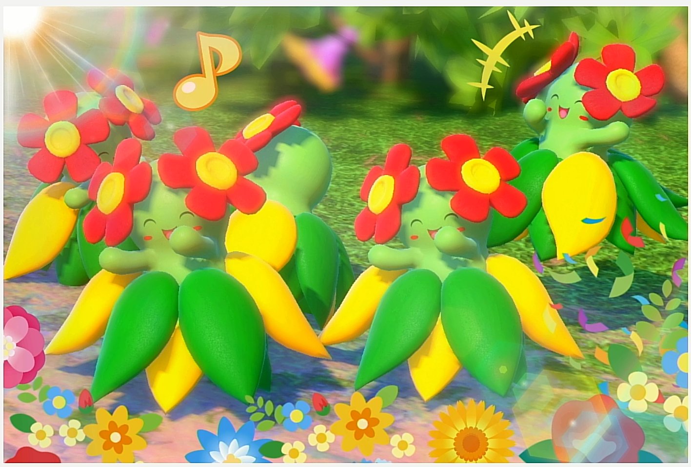 ポケモン - きれいなおはな ポケモンたちはきれいなお花に囲まれてなんだかうれしそう