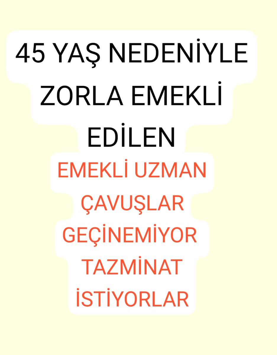 Ahmet Daban (@6binsayilikanun) on Twitter photo <a href="/ibrahim_0634/">İbrahim Akduman (1)</a> <a href="/alitilkici38/">Ali Tilkici 🇹🇷</a> <a href="/RTErdogan/">Recep Tayyip Erdoğan</a> <a href="/tcsavunma/">T.C. Millî Savunma Bakanlığı</a> <a href="/alp_kavaklioglu/">𝑨𝒍𝒑𝒂𝒔𝒍𝒂𝒏 𝑲𝒂𝒗𝒂𝒌𝒍ı𝒐𝒈̆𝒍𝒖</a> <a href="/heybetmusa/">Musa HEYBET</a> <a href="/DursunATAS38/">Dursun ATAŞ</a> <a href="/SuayAlpay/">Şuay Alpay🇹🇷</a> <a href="/hulusiakarmedya/">Hulusi AKAR</a> <a href="/TSKGnkur/">TSK</a> <a href="/mehmetucum/">Mehmet Uçum</a> <a href="/refik_ozen16/">refik ozen</a> <a href="/memetsimsek/">Mehmet Simsek</a> <a href="/cagatayozdemirr/">Çağatay Özdemir</a> <a href="/iletisim/">T.C. İletişim Başkanlığı</a> <a href="/dbdevletbahceli/">Devlet Bahçeli</a> <a href="/Akparti/">AK Parti</a> <a href="/MHP_Bilgi/">MHP</a> <a href="/herkesicinCHP/">CHP 🇹🇷</a> <a href="/eczozgurozel/">Özgür Özel</a> <a href="/cuneytozdemir/">cüneyt özdemir</a> <a href="/Yilmaz_Ozdill/">Yılmaz ÖZDİL</a> <a href="/iyiparti/">İYİ Parti</a> <a href="/zaferpartisi/">Zafer Partisi</a> <a href="/HMBakanligi/">T.C. Hazine ve Maliye Bakanlığı</a> <a href="/Anahtarpartim/">Yavuz AĞIRALİOĞLU Gönüllüleri🇹🇷</a> <a href="/eczozgurozel/">Özgür Özel</a>
<a href="/cuneytozdemir/">cüneyt özdemir</a>
<a href="/Yilmaz_Ozdill/">Yılmaz ÖZDİL</a>
<a href="/iyiparti/">İYİ Parti</a>
<a href="/zaferpartisi/">Zafer Partisi</a>
<a href="/HMBakanligi/">T.C. Hazine ve Maliye Bakanlığı</a>
<a href="/memetsimsek/">Mehmet Simsek</a>
<a href="/Anahtarpartim/">Yavuz AĞIRALİOĞLU Gönüllüleri🇹🇷</a>
45 yaş nedeniyle zorla emekli edilen
#UzmanÇavuş'lar geçim sıkıntısı yaşamakta geçinemiyorlar.
Zorla emekli ederken aldığınız
#BirDerece'yi
Ve
#Tazminat istiyoruz <a href="/ibrahim_0634/">İbrahim Akduman (1)</a> <a href="/alitilkici38/">Ali Tilkici 🇹🇷</a> <a href="/RTErdogan/">Recep Tayyip Erdoğan</a> <a href="/tcsavunma/">T.C. Millî Savunma Bakanlığı</a> <a href="/alp_kavaklioglu/">𝑨𝒍𝒑𝒂𝒔𝒍𝒂𝒏 𝑲𝒂𝒗𝒂𝒌𝒍ı𝒐𝒈̆𝒍𝒖</a> <a href="/heybetmusa/">Musa HEYBET</a> <a href="/DursunATAS38/">Dursun ATAŞ</a> <a href="/SuayAlpay/">Şuay Alpay🇹🇷</a> <a href="/hulusiakarmedya/">Hulusi AKAR</a> <a href="/TSKGnkur/">TSK</a> <a href="/mehmetucum/">Mehmet Uçum</a> <a href="/refik_ozen16/">refik ozen</a> <a href="/memetsimsek/">Mehmet Simsek</a> <a href="/cagatayozdemirr/">Çağatay Özdemir</a> <a href="/iletisim/">T.C. İletişim Başkanlığı</a> <a href="/dbdevletbahceli/">Devlet Bahçeli</a> <a href="/Akparti/">AK Parti</a> <a href="/MHP_Bilgi/">MHP</a> <a href="/herkesicinCHP/">CHP 🇹🇷</a> <a href="/eczozgurozel/">Özgür Özel</a> <a href="/cuneytozdemir/">cüneyt özdemir</a> <a href="/Yilmaz_Ozdill/">Yılmaz ÖZDİL</a> <a href="/iyiparti/">İYİ Parti</a> <a href="/zaferpartisi/">Zafer Partisi</a> <a href="/HMBakanligi/">T.C. Hazine ve Maliye Bakanlığı</a> <a href="/Anahtarpartim/">Yavuz AĞIRALİOĞLU Gönüllüleri🇹🇷</a> <a href="/eczozgurozel/">Özgür Özel</a>
<a href="/cuneytozdemir/">cüneyt özdemir</a>
<a href="/Yilmaz_Ozdill/">Yılmaz ÖZDİL</a>
<a href="/iyiparti/">İYİ Parti</a>
<a href="/zaferpartisi/">Zafer Partisi</a>
<a href="/HMBakanligi/">T.C. Hazine ve Maliye Bakanlığı</a>
<a href="/memetsimsek/">Mehmet Simsek</a>
<a href="/Anahtarpartim/">Yavuz AĞIRALİOĞLU Gönüllüleri🇹🇷</a>
45 yaş nedeniyle zorla emekli edilen
#UzmanÇavuş'lar geçim sıkıntısı yaşamakta geçinemiyorlar.
Zorla emekli ederken aldığınız
#BirDerece'yi
Ve
#Tazminat istiyoruz